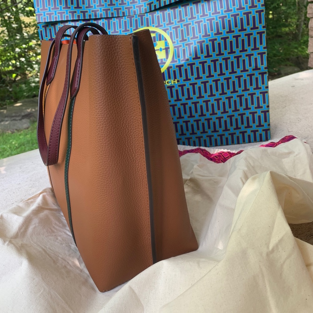 ⛔️SOLD⛔️Auth.TORY BURCH LEATHER TRI COLOR TOTE - Picture 4 of 16
